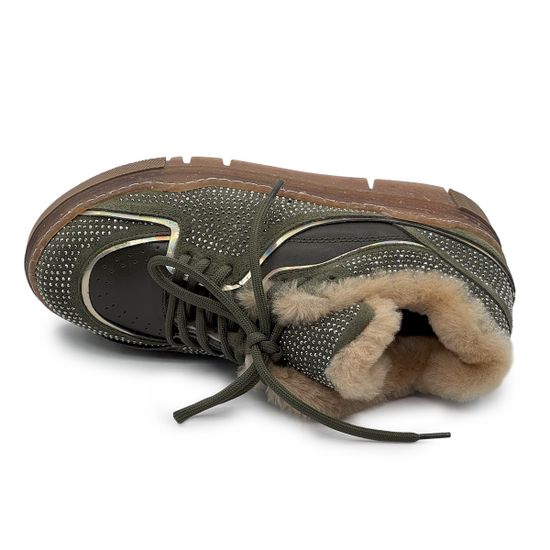 Кеды Lab Milano замша/кожа хаки/черные на меху - фото 5, 200A3351P LAB HAKI