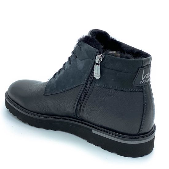Ботинки Lab Milano черные кожаные МЕХ - фото 3, 