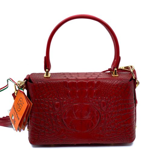Сумка Marino Orlandi красная кожаная крокодил - фото 3, 