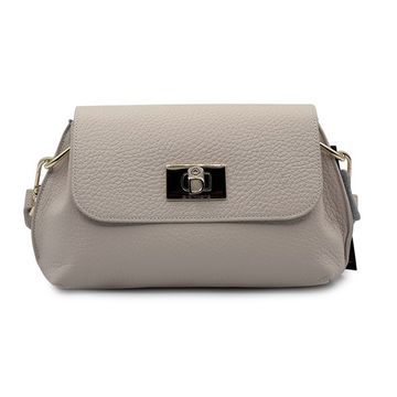 Сумка Di Gregorio бежевая кожаная с золотой фурнитурой - фото 1, 821 DG BEIGE ZOLOT FURN