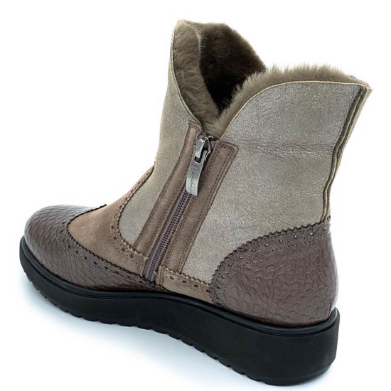 Ботинки Marzetti бежево-коричневые МЕХ комбинация замши и кожи - фото 3, 7776MD02 MZ