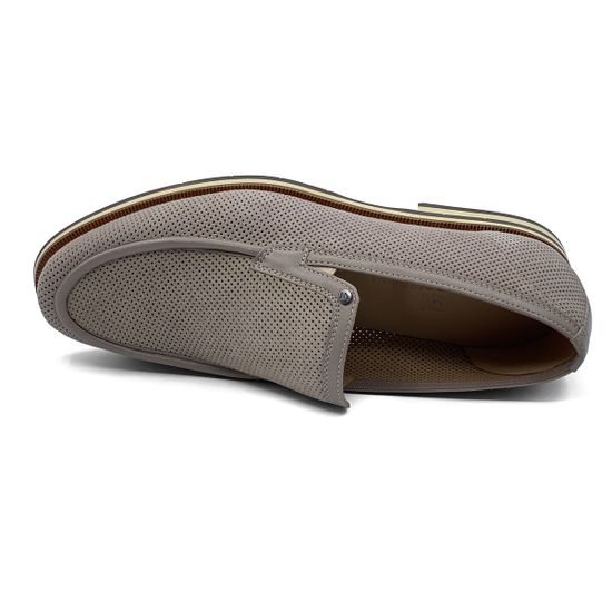 Слипоны GiamPieroNicola бежевые из перфорированного нубука - фото 5, 38301A GPN BEIGE