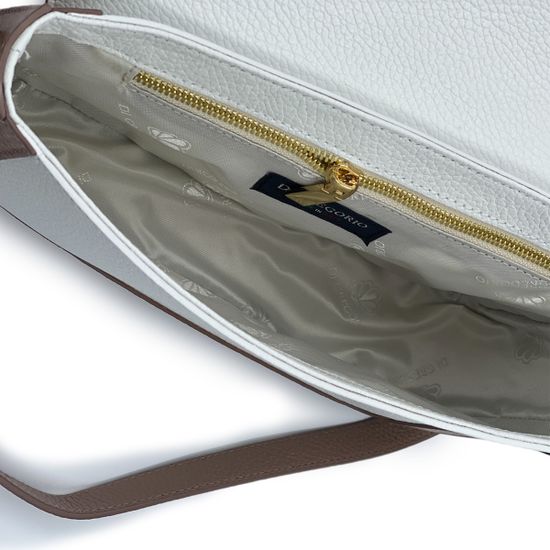 2186 DСумка Di Gregorio кожаная белая/розовая - фото 5, 2186 DG BIANCO CIPRIA