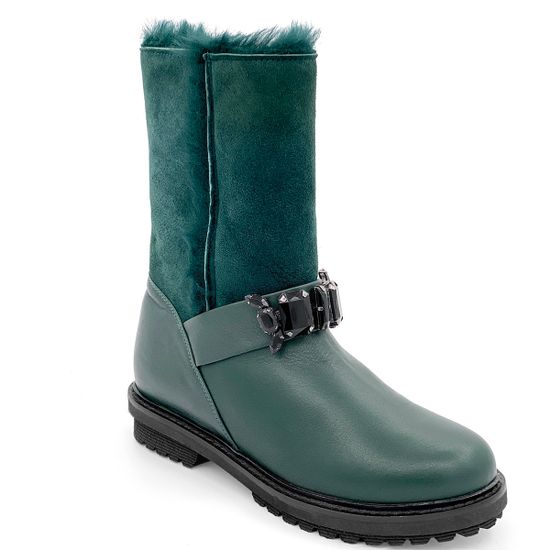 Полусапоги Lab Milano зеленые МЕХ комбинация кожи и замши - фото 2, R6689 LAB