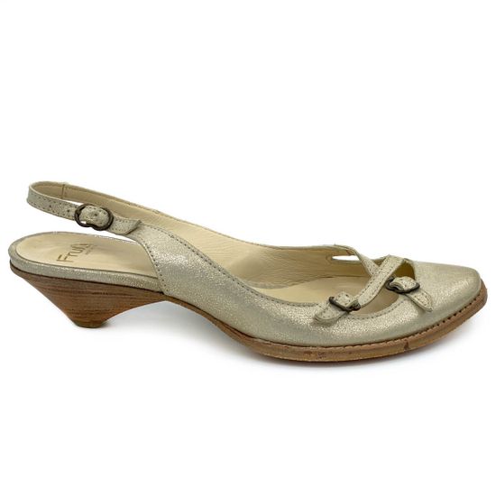 Босоножки Fru.it бежевые кожаные металлик - фото 1, 