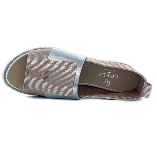 Слипоны Cover пудровые кожаные с открытым носом - фото 5, 