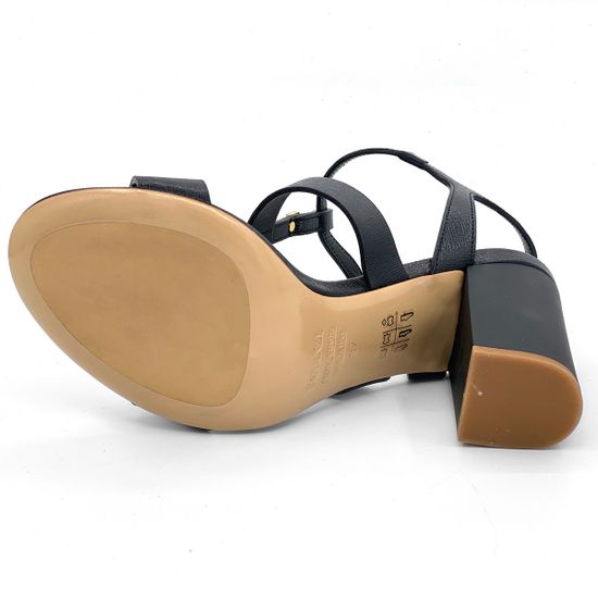 Босоножки Renzi кожаные черные с металлическим язычком - фото 4, 