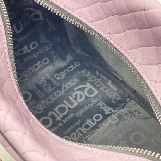 Сумка Renato Angi кросс-боди розовая кожаная  плетеная - фото 5, 