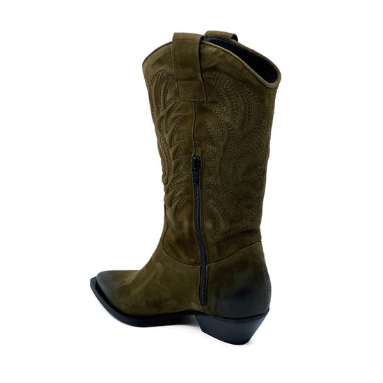 Полусапоги Казаки MIMMU замшевые демисезонные зеленые - фото 3, F739M1 MIM MILITARY