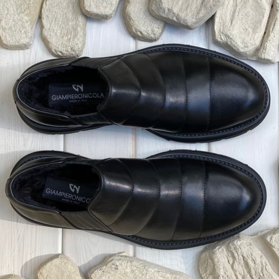 Ботинки Giampieronicola черные кожаные МЕХ - фото 10, E41113 GPN