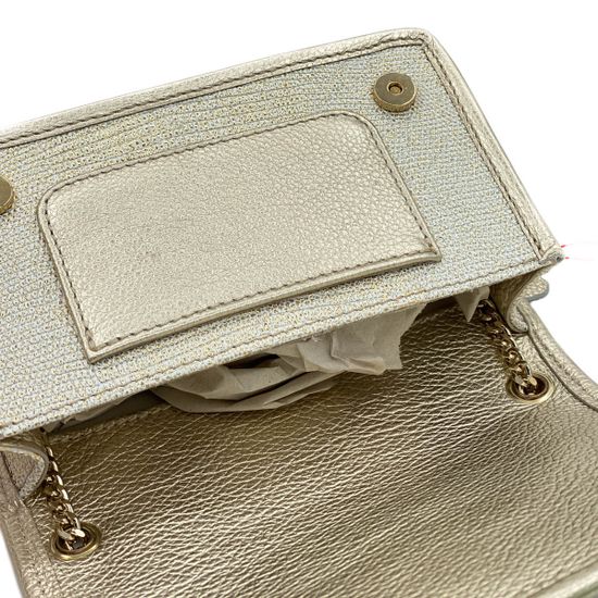 Сумочка Marina Creazioni золотая кожаная маленькая - фото 4, 