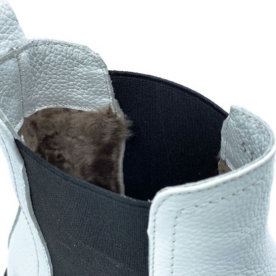 Ботинки Cover белые кожаные МЕХ - фото 7, 533203-2 COV