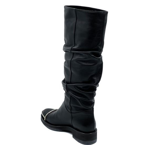 Сапоги Tiffi черные кожаные байка - фото 3, A363L TI