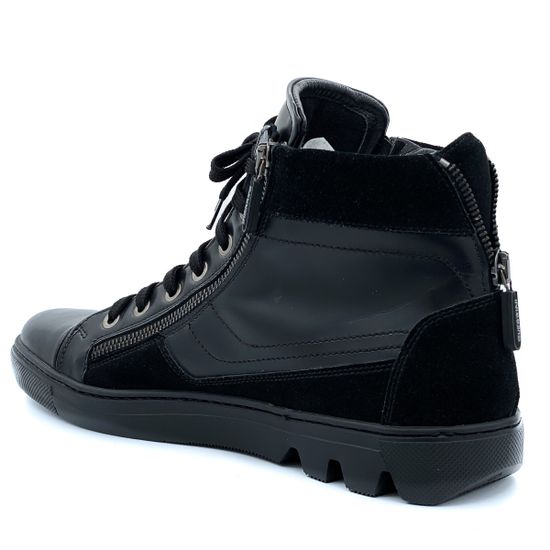 Кеды Luca Guerrini черные демисезонные комбинация замши и кожи - фото 3, 