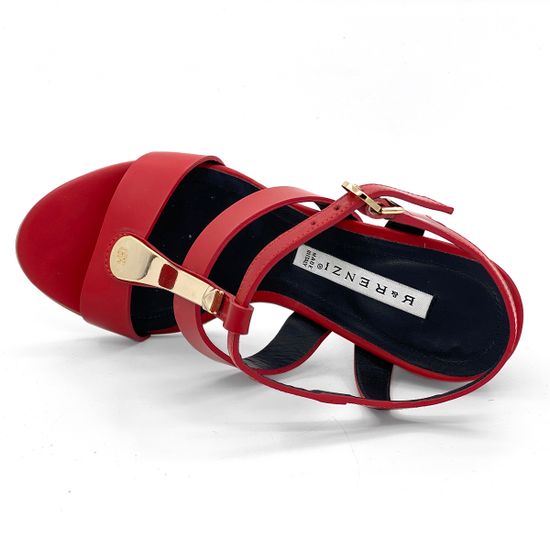 Босоножки Renzi кожаные красные с металлическим язычком - фото 5, 