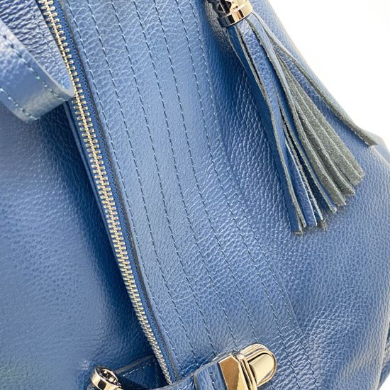 Рюкзак Di Gregorio синий кожаный - фото 4, 