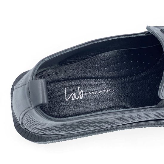 Слипоны Lab Milano черные кожаные с перфорацией - фото 7, 3750154 LAB NERO