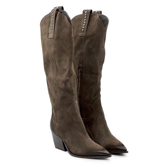 Сапоги казаки MIMMU коричневые замшевые демисезонные - фото 8, M855M2B MIM CASTAGNO