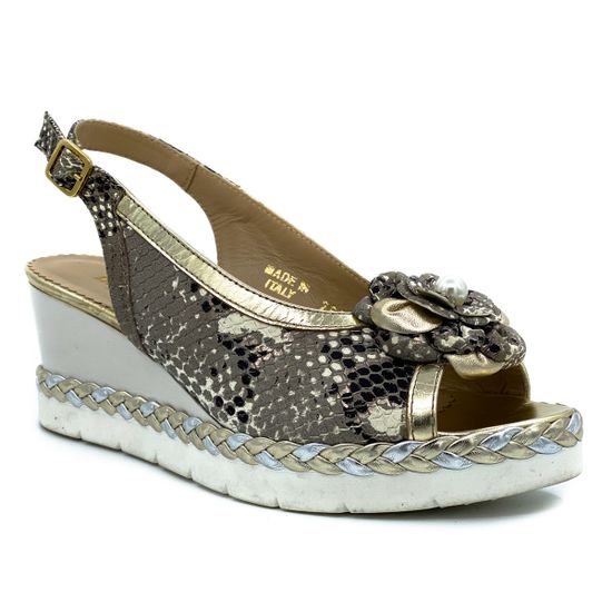 Босоножки Marzetti бежево-золотые тиснение &quot;питон&quot; - фото 2, 