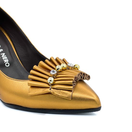 Туфли Rosso Nero золотые кожаные - фото 6, 3491 RN ORO