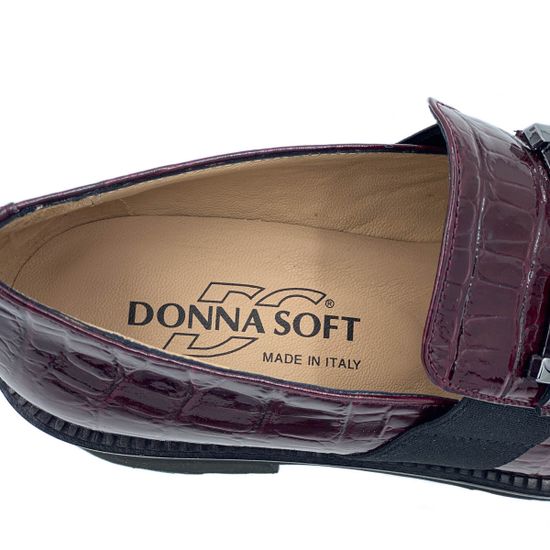 Лоферы Donna Soft бордовые из лакированной кожи тиснение под крокодила - фото 7, DS1571 DS WINE
