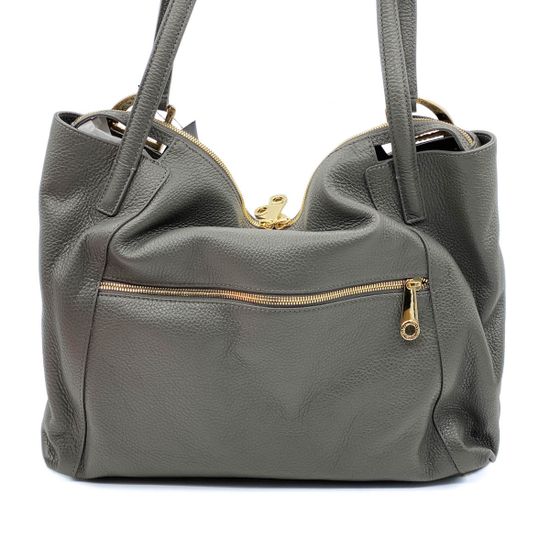 Сумка Di Gregorio серая кожаная - фото 3, 