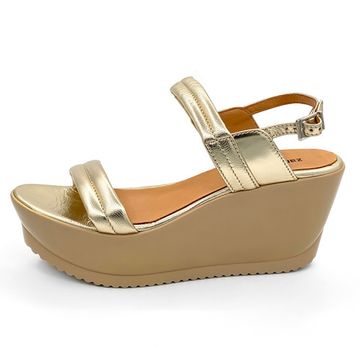 Босоножки Zamagni золотые кожаные на высокой платформе - фото 1, 2P791 ZAM