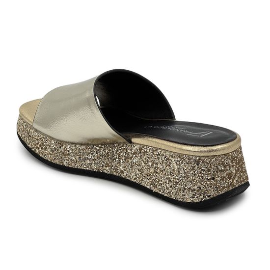 Шлепанцы Francesco V золотистые кожаные со стразами - фото 3, T118 FV ORO