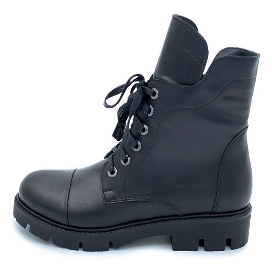 Ботинки Cover черные кожаные МЕХ - фото 1, 