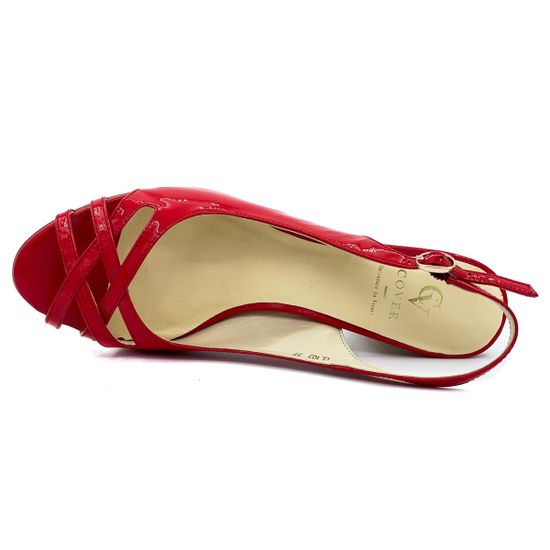 Босоножки Cover красные из лакированной кожи - фото 4, 