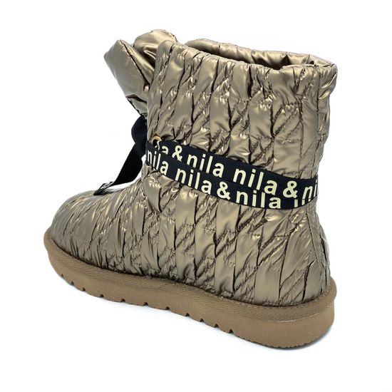 Ботинки Nila&amp;Nila золотые текстиль МЕХ - фото 3, 