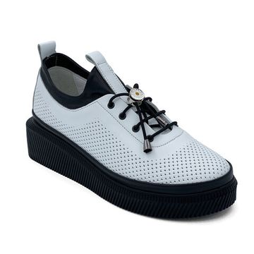 Полуботинки Lab Milano белые кожаные с перфорацией и шнурочками - фото 2, 3750108 LAB BIANCO