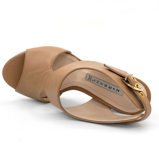 Босоножки Renzi кожаные коричневые на золотом каблучке - фото 5, 522207 RZ