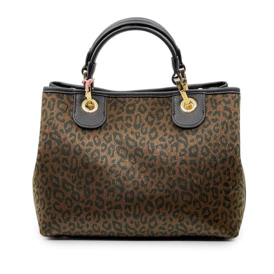 Сумка Braccialini черная/коричневая кожаная принт "леопард" - фото 3, B18571 P42 BRA