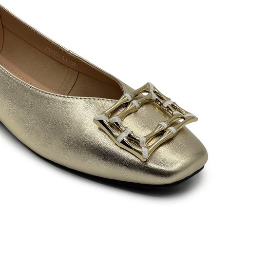 Балетки женские TUFFONI кожаные золотого цвета - фото 6, 2424011LL TUF