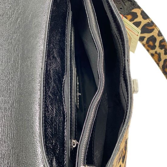 Сумка Marina Creazioni черно-коричневая комбинация наплака и меха пони - фото 5, 