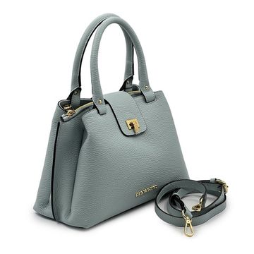 Сумка Di Gregorio серо-голубая кожаная - фото 2, 6002 DG CIELO