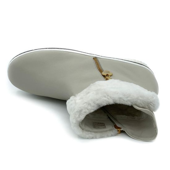 Ботинки Ilasio Renzoni бежевые кожаные МЕХ - фото 5, 