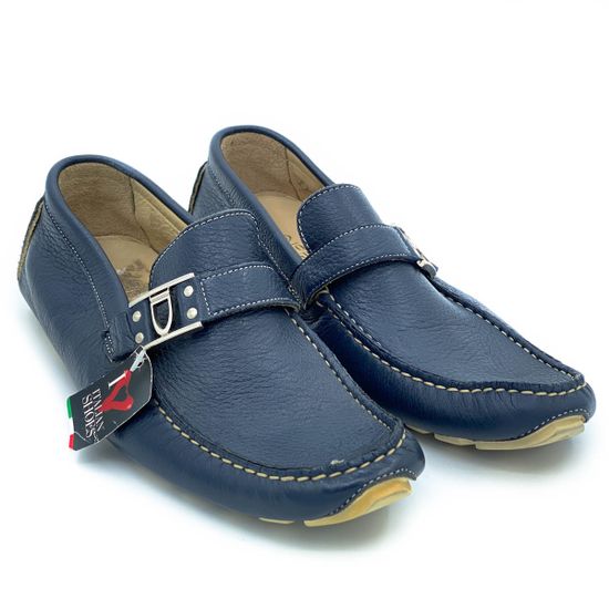 Мокасины Ernesto Dolani синие кожаные - фото 6, 