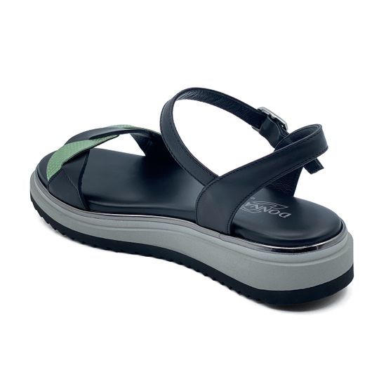 Босоножки Donna Soft кожаные черно-зеленые - фото 3, DS1808 DS NERO