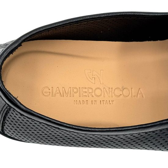 Лоферы Giampieronicola черные кожаные перфорированные - фото 7, N45410A  GPN NERO