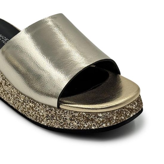 Шлепанцы Francesco V золотистые кожаные со стразами - фото 6, T118 FV ORO