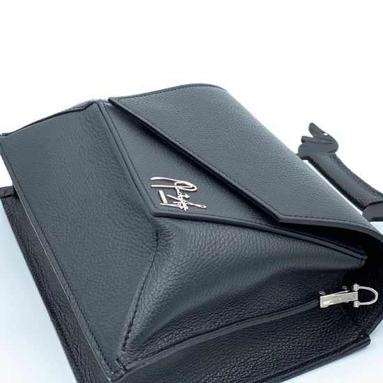 Сумка Renato Angi черная кожаная ручка-такса - фото 6, 