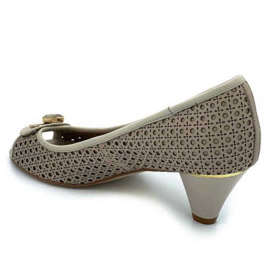 Туфли Cover бежевые кожаные со сквозной перфорацией - фото 3, 