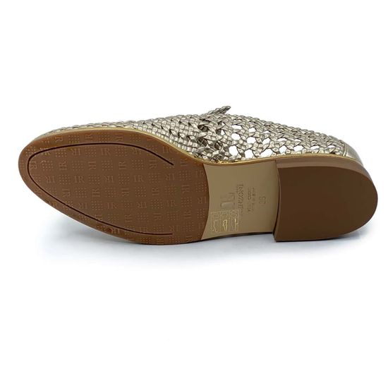 Туфли Ilasio Renzoni кожаные с перфорацией золотого цвета - фото 4, 