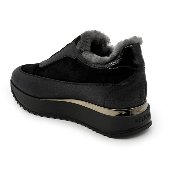 Полуботинки KELTON черные замша/кожа на меху - фото 3, 