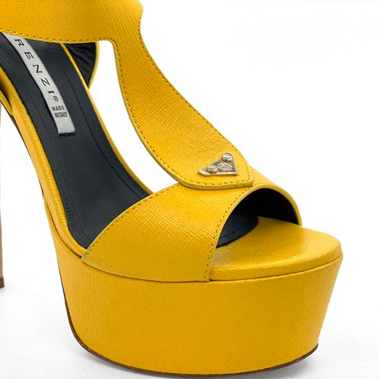 Босоножки Renzi кожаные желтые на платформе - фото 6, 522901A RZ