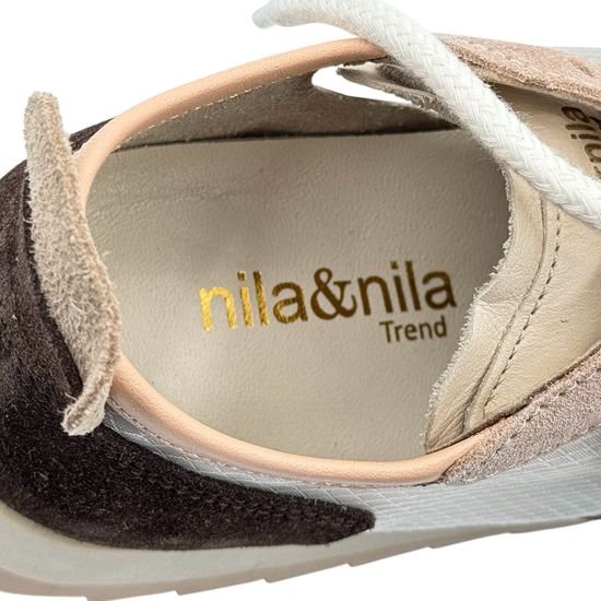 Кроссовки женские NILA NILA кожа/замша бежевые/черные - фото 7, ET210-3038A NIL BEIGE