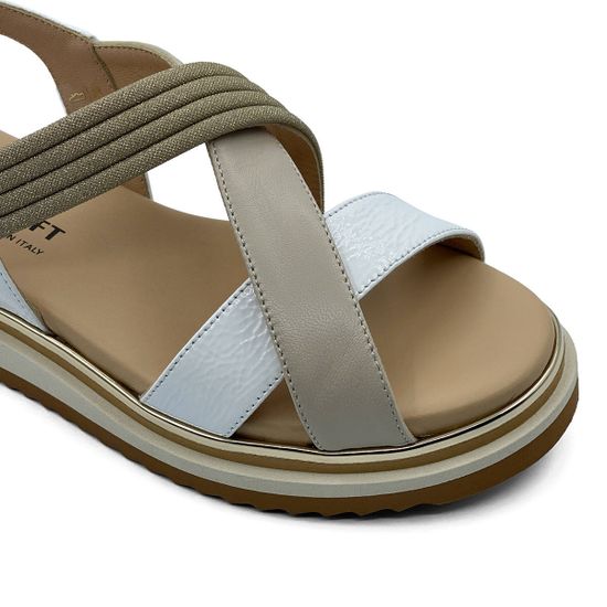 Босоножки Donna Soft  комбинация белого лака и бежевой кожи - фото 6, 