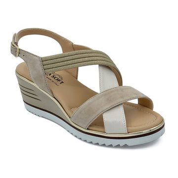 Босоножки Donna Soft бежевые замша/кожа - фото 2, DS1822 DS